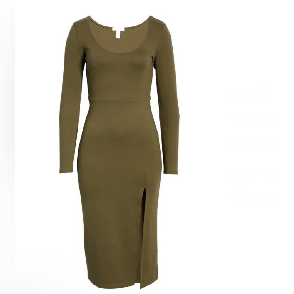 NWT Size Medium Leith olive green dress side slit